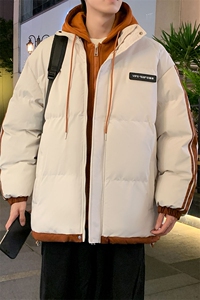棉服男冬季新款港风宽松假两件连帽棉衣MF8587-特P78图片