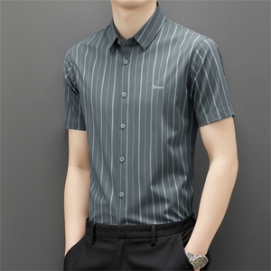 ZMS-B3301男式2023年夏季新款衬衫男短袖翻领休闲衬衣P78图片