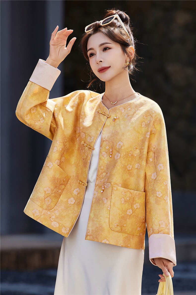 中式2026年春季宽松立体贴袋春秋短外套,女装短外套,靓衣阁