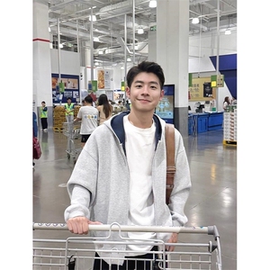 抖音得物高品质二开26春装美式重磅宽松结构双面连帽卫衣外套开衫图片