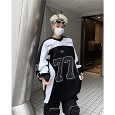 美式重磅硬挺机车服卫衣男春秋撞色拼接无帽cleanfit赛车服外套，男装工装外套，星座302B