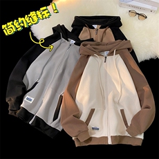 新款连帽设计经典双色拼接港风针织外套WT3408-P55控78，男装夹克，星座717