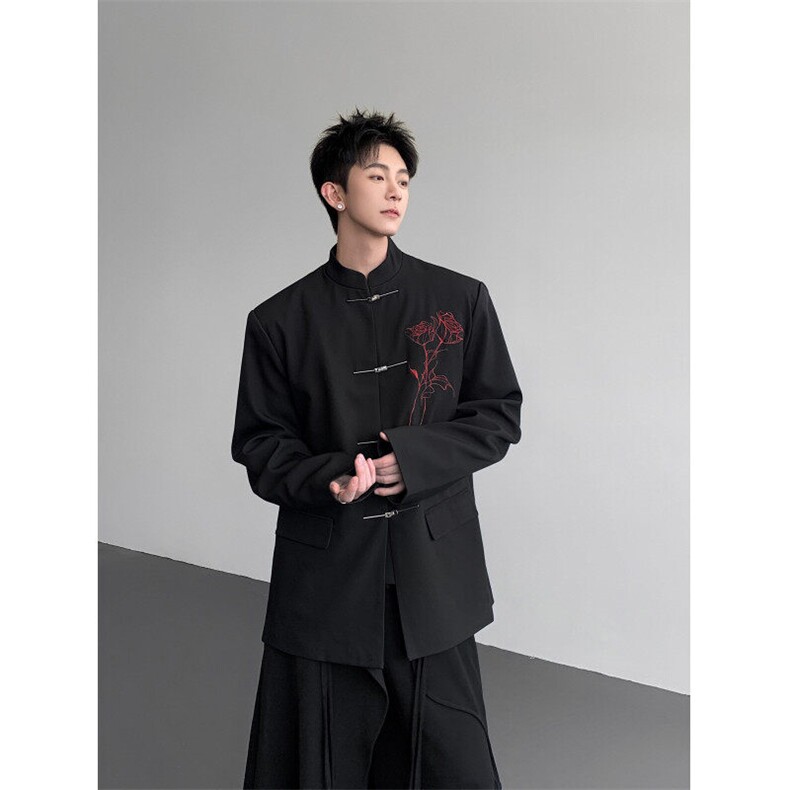 现货25秋冬新中式礼服婚礼玫瑰刺绣金属盘扣西装xz148-p128,男装西服套装,电商B288