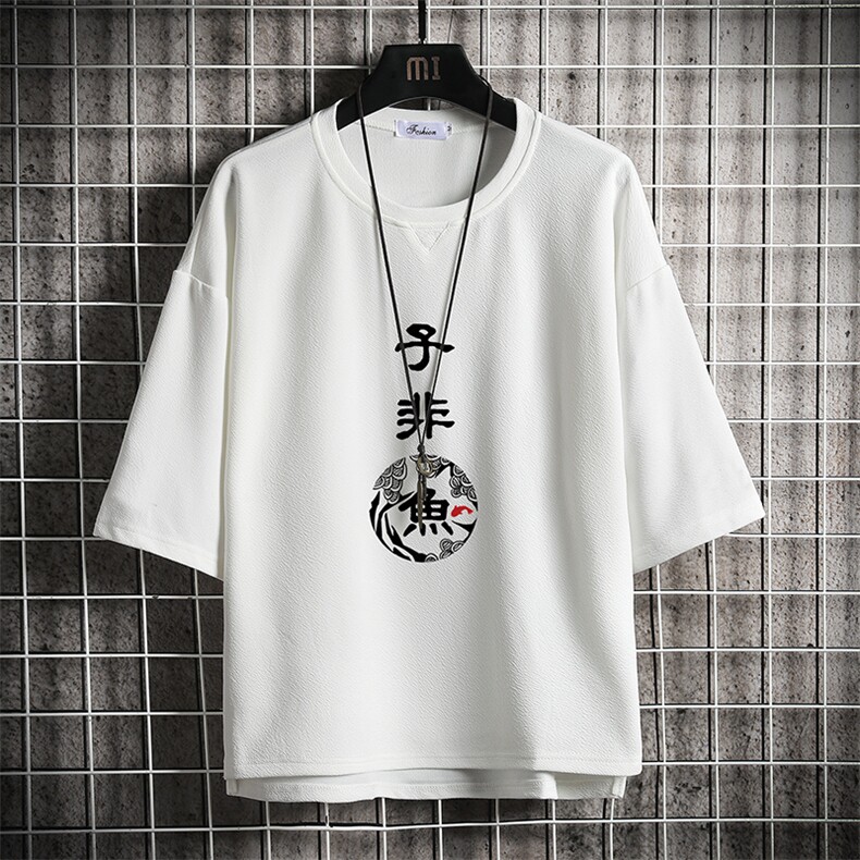 Q11070-P30春夏季七分袖t恤男大码五分袖男短袖中袖网格挂拍,男装T恤,电商A040A