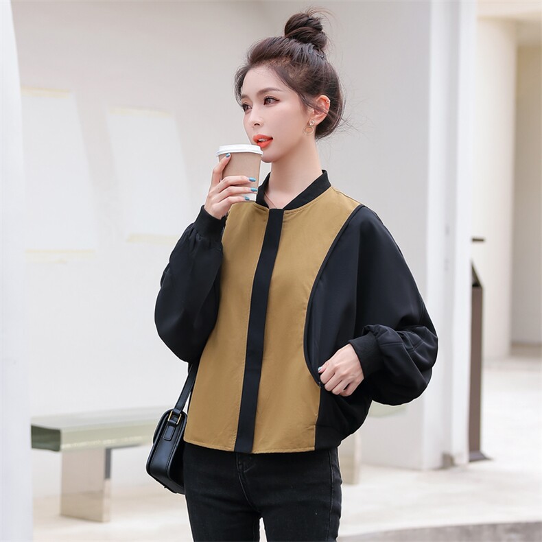 拼接撞色棒球服外套女秋季新款2022百搭休闲拉链开衫夹克短上衣潮,女装短外套,辉之琳