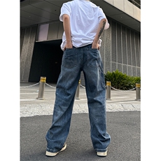 美式高街vibe风直筒长裤欧美痞帅男hiphop复古水洗牛仔裤，男装牛仔裤，星座301D-4(原星座1004-4）