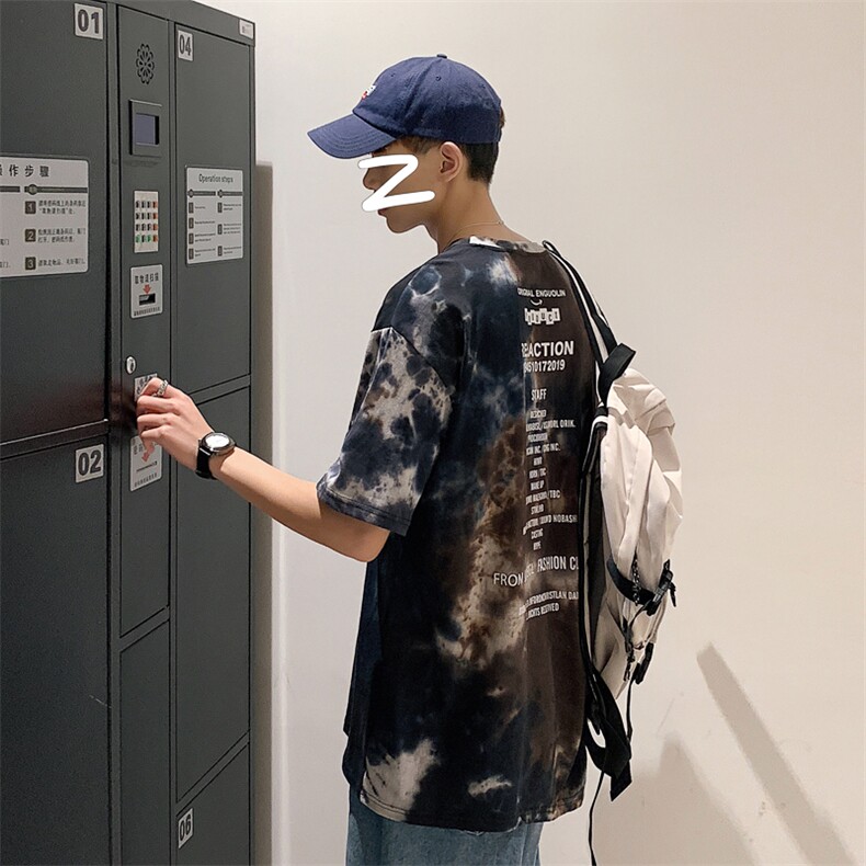 703-T186-P30夏季混色扎染休闲印花T恤M-5XL,男装T恤,星座703