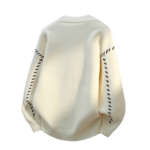 84866-P65秋季时尚V领毛衣开衫男潮牌宽松针织衫男士加厚外套图片
