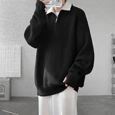 8XL-M立领半拉链毛衣男大码慵懒风宽松日系针织衫外套MY19002P78，男装针织衫/毛衣，电商B312