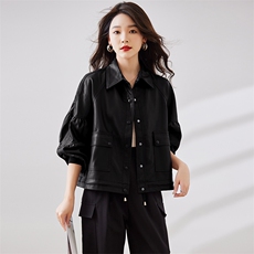 2023年皮衣外套女2023新款短款春秋港风复古宽松pu机车小皮夹克款，女装皮衣，潮流依族