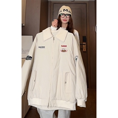 羊羔绒翻领棉服男中性加棉加厚夹克棒球服外套M2931-特P75控108，男装棉衣，电商A001