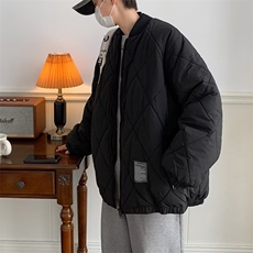 冬季菱格棒球领棉衣外套男女休闲宽松加厚保暖情侣棉服MY362-P79，男装棉衣，星座1008