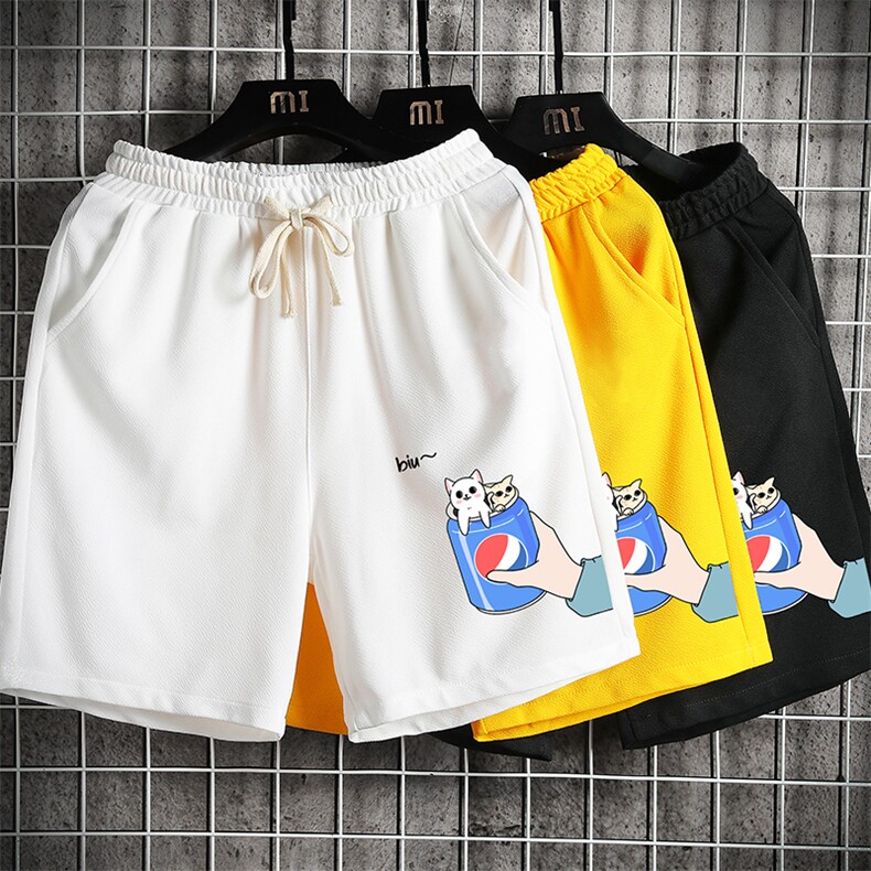 MK37262-P15冰丝短裤男士大码宽松休闲五分裤男运动中裤网格,男装休闲裤,电商A040A
