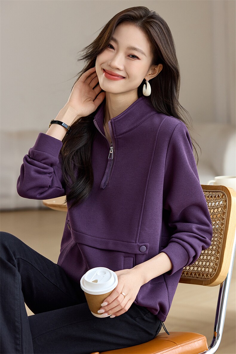 开春薄绒卫衣女2025年新款春秋季妈妈时尚洋气休闲探头打底衫上衣,女装卫衣/绒衫,韩派