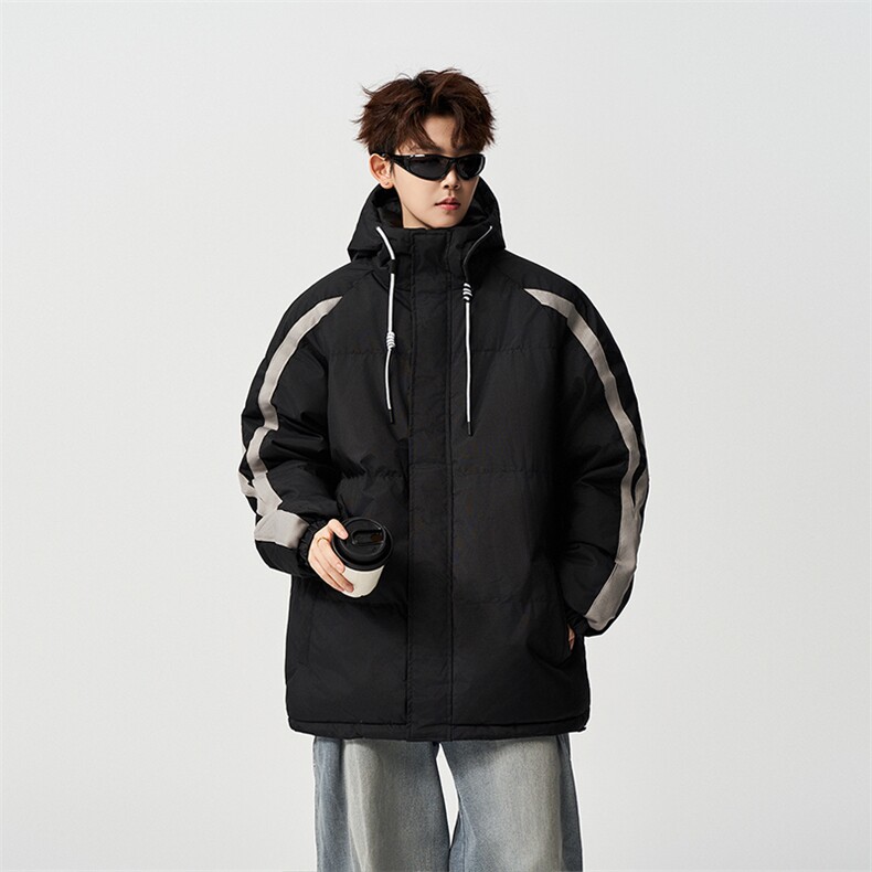 有长图冬季撞色保暖羽绒棉衣服男潮宽松连帽棉袄外套MF00830/P100,男装棉衣,电商B316