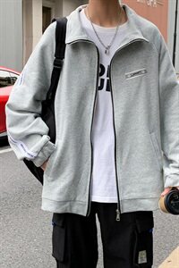 WY2022-P65秋装新款百搭男士开衫卫衣男宽松潮流大码外套图片