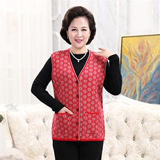 中老年妈妈装针织坎肩秋冬背心毛衣开衫男女情侣马甲短袖加厚开襟，女装中老年女装，亚东羊绒制品