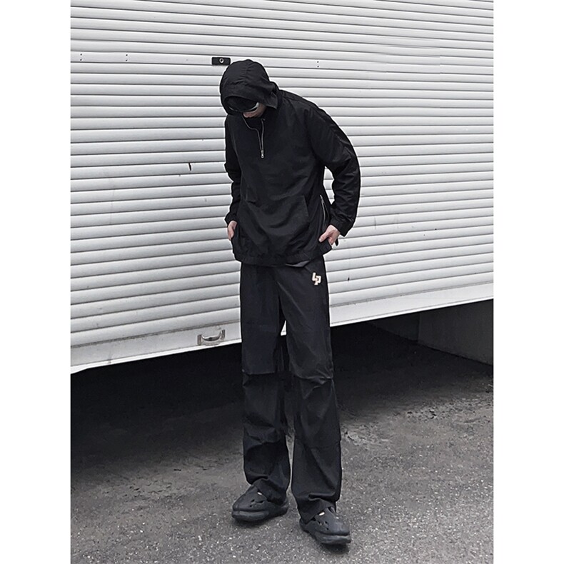 B221美式ins街头hiphop刺绣宽松褶皱休闲裤子LK23123-P60控78,男装休闲裤,电商B221