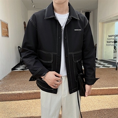 社会小伙轻奢秋季新款翻领工装休闲夹克印花外套男JK128-P110，男装夹克，电商A413