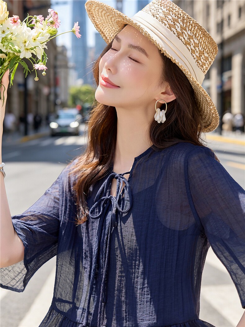 时尚休闲配吊带半透宽松上衣阔腿裤洋气三件套女,女装套装/套裙,水衣源