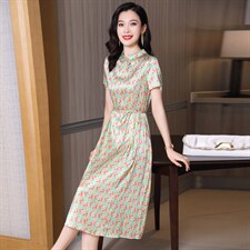 女装店新款POLO领宽松遮肚显瘦休闲中长款减龄洋气连衣裙图片
