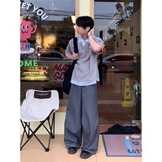 华夫格假二件短袖polo衫学院风T恤上衣TX36特P42，男装T恤，星座908-1