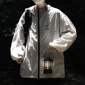 夏季冰丝透气轻薄防晒衣男青少年户外刺绣连帽防晒服外套F125-P35图片