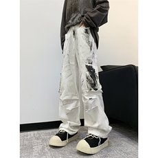 美式vibe扎染复古牛仔裤男年秋季新款高街宽松坠感拖地裤N9030，男装牛仔裤，星座1116A-1（原606A）