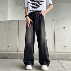 美式街头做旧时尚牛仔裤男宽松欧美高街vibe风长裤子N1063-P53，男装牛仔裤，星座308B-2
