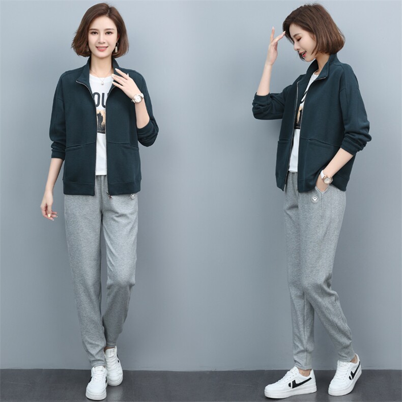 运动套装女2021年新款秋装休闲时尚春秋卫衣洋气品牌减龄两件套，女装运动套装，涵誉