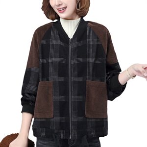 2020年冬装新款牛仔棉袄棉衣女格子拼接灯蕊绒外套女图片