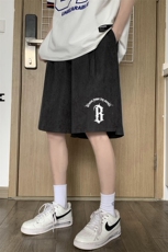 港风夏季新款宽松桃皮绒印花纯色运动裤男女短裤K6105P25控38，男装牛仔裤，电商A268A