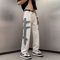 水洗新款长裤牛仔裤潮半松紧腰直筒裤N3301P50，男装牛仔裤，星座1116-2