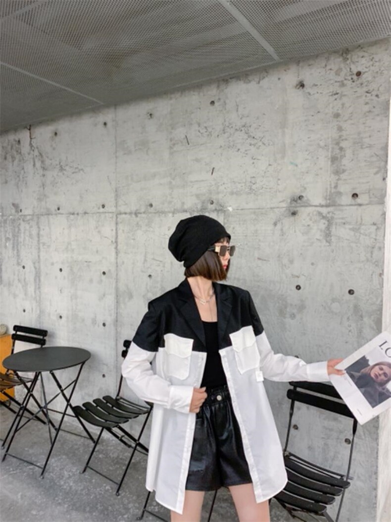 链条款西装衬衫拼接，女装西装，C&B