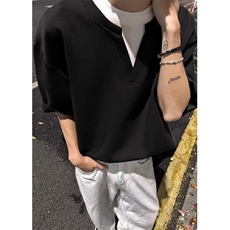 夏季新款假两件T恤衫男短袖打底舒适流行圆领体恤男潮TT11，男装T恤，星座1116A（原606A-3）
