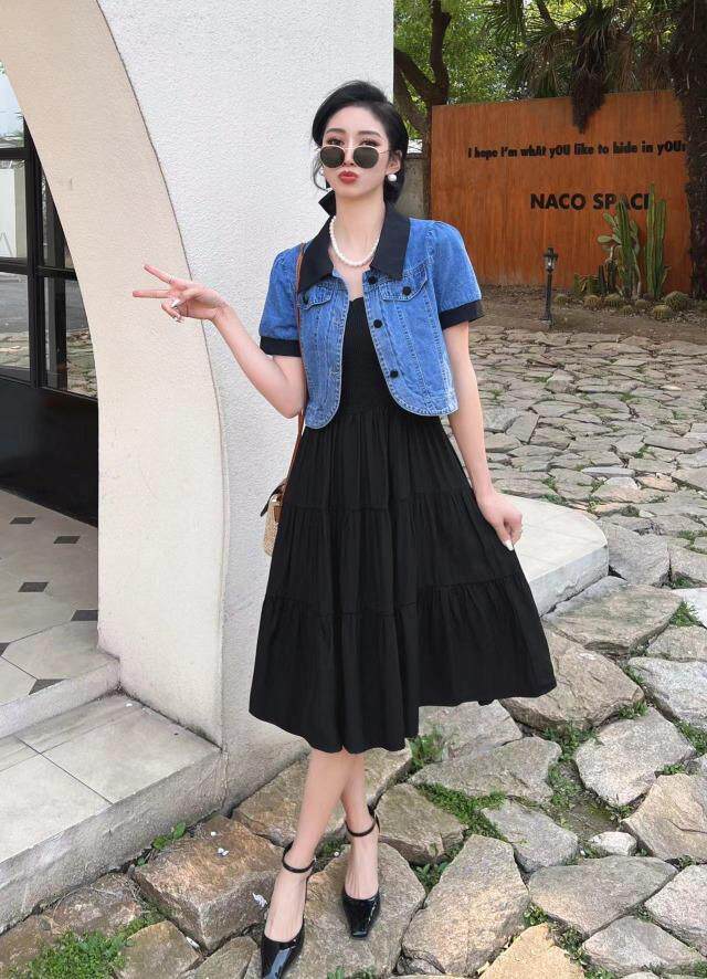 [现货]牛仔两件套连衣裙，四色、三码，女装连衣裙，依柏璐(1F)