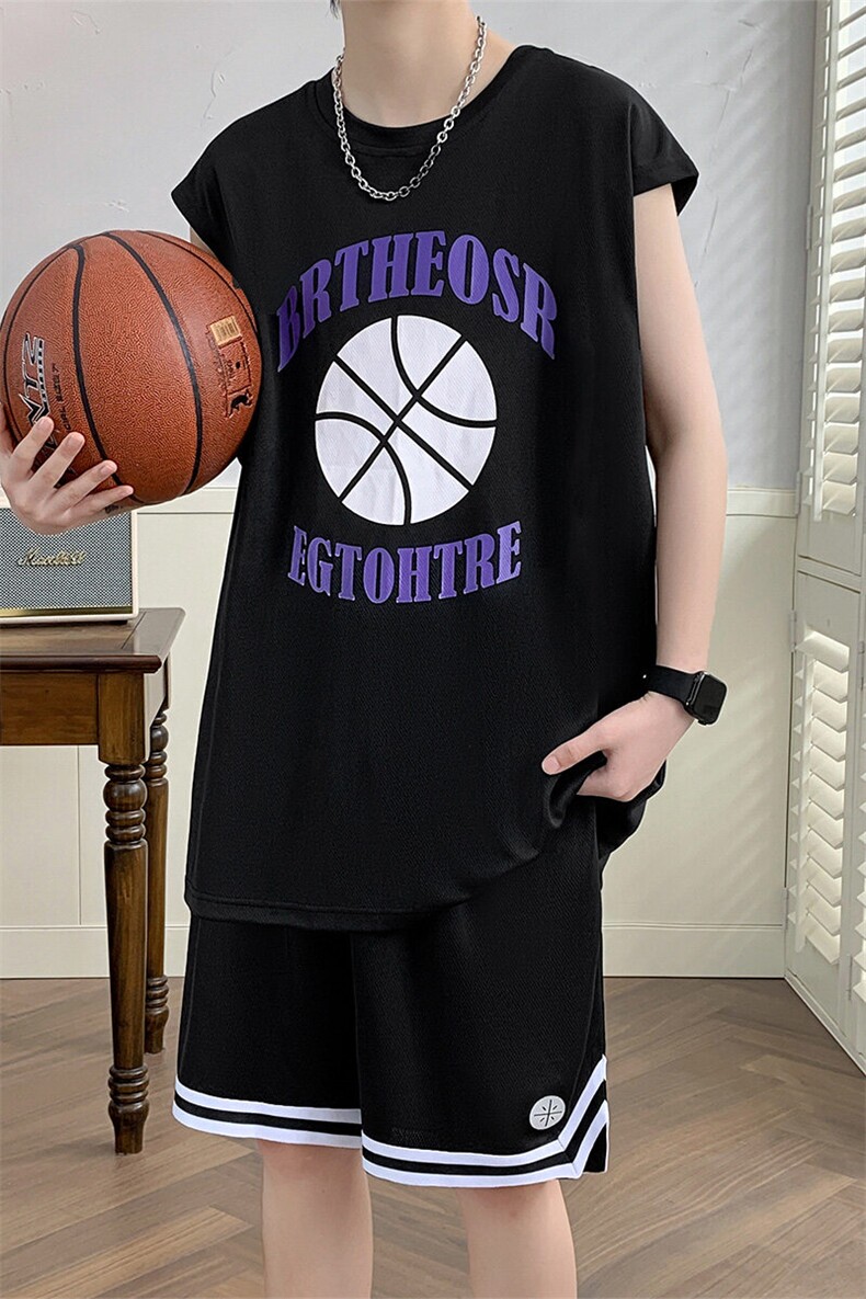 夏季运动套装篮球服五分裤两件套TZ8926-P35,男装休闲套装,星座210-1