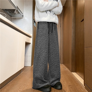 冬季新款美式豹纹设计宽松直筒重磅休闲裤B315-K25894-特p42控78图片
