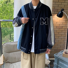 棒球服春秋季ins学院风拼接刺绣夹克百搭宽松休闲外套W1264-P58，男装夹克，星座512-2