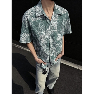 现货！夏季古着莽纹短袖衬衫男抖音得物可送样-EX50555-特P30图片