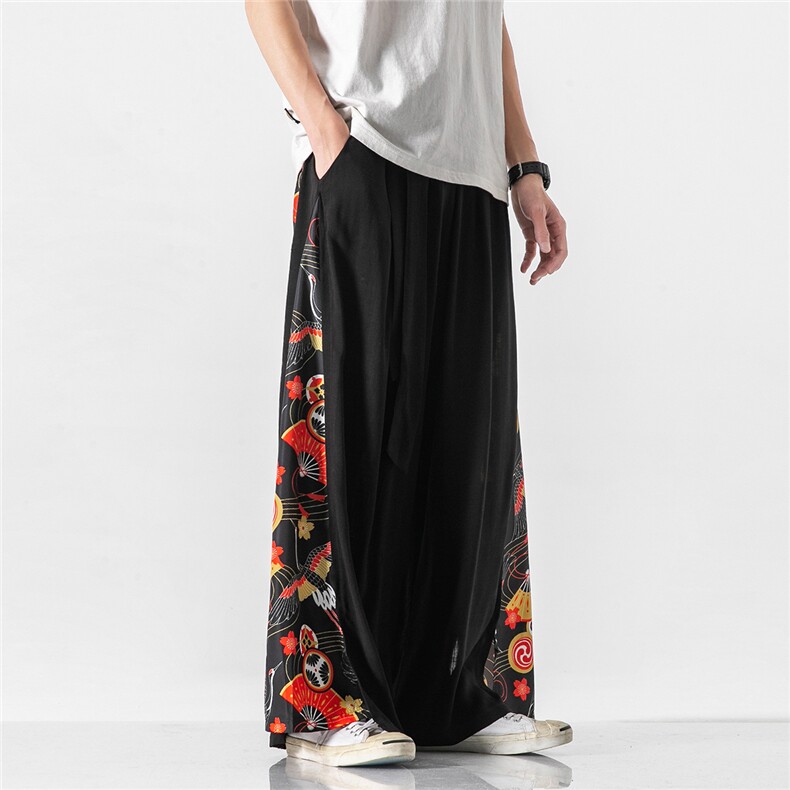 夏季大码风棉麻裙裤仙气汉服宋裤情侣阔腿休闲裤潮K109/P85,男装民族服装,电商A221A