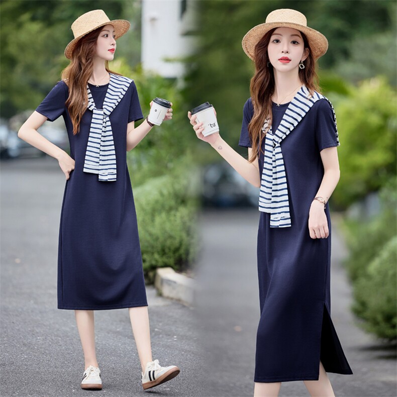 2025年夏季新款休闲针织披肩显瘦减龄连衣裙现货，女装连衣裙，辉煌依升