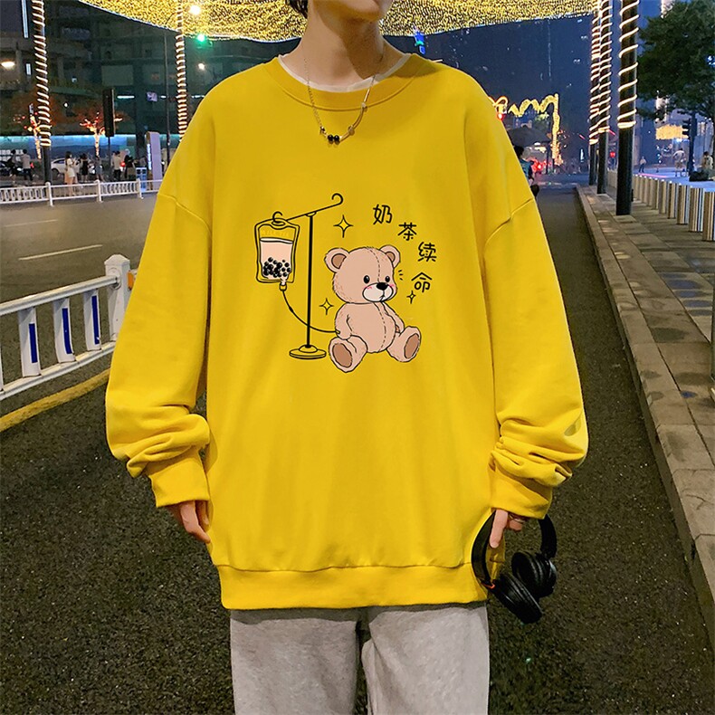 S6194-P28加绒款-P33秋季圆领卫衣男大码韩版宽松长袖外套,男装卫衣,电商A040