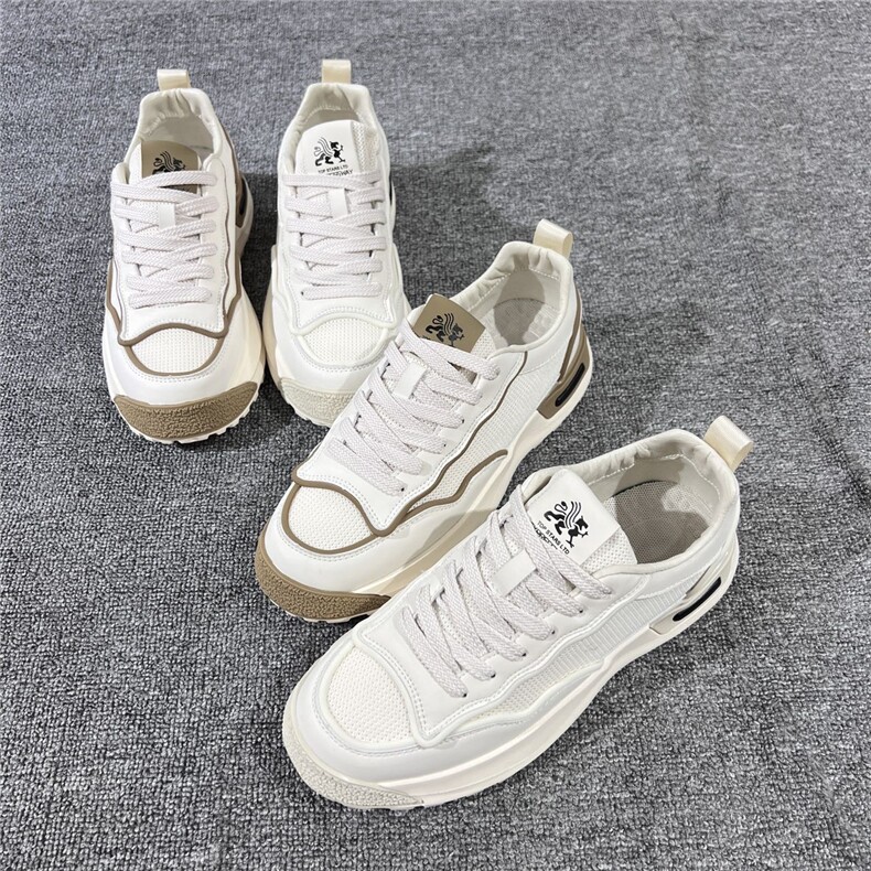 小白鞋老爹鞋男高级感百搭2024夏季透气网面大头宽脚真皮运动，男鞋休闲鞋，黄金折扣鞋