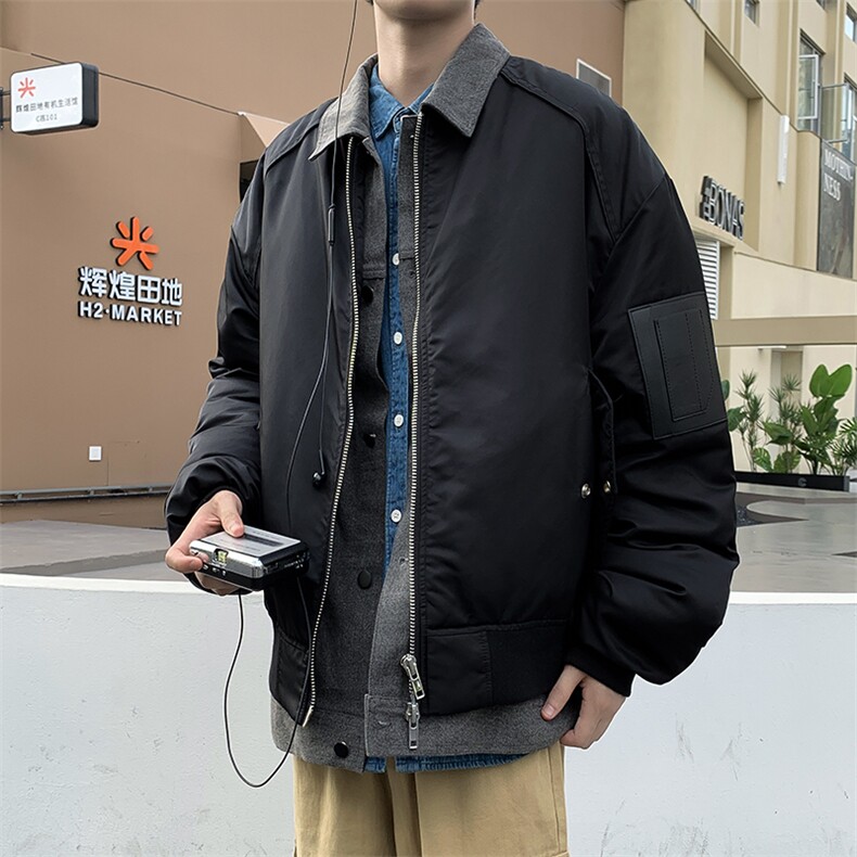 高品质冬男衬衫领棉衣假两件贴皮棉服加绒加厚棉袄外套MY8212 P90图片