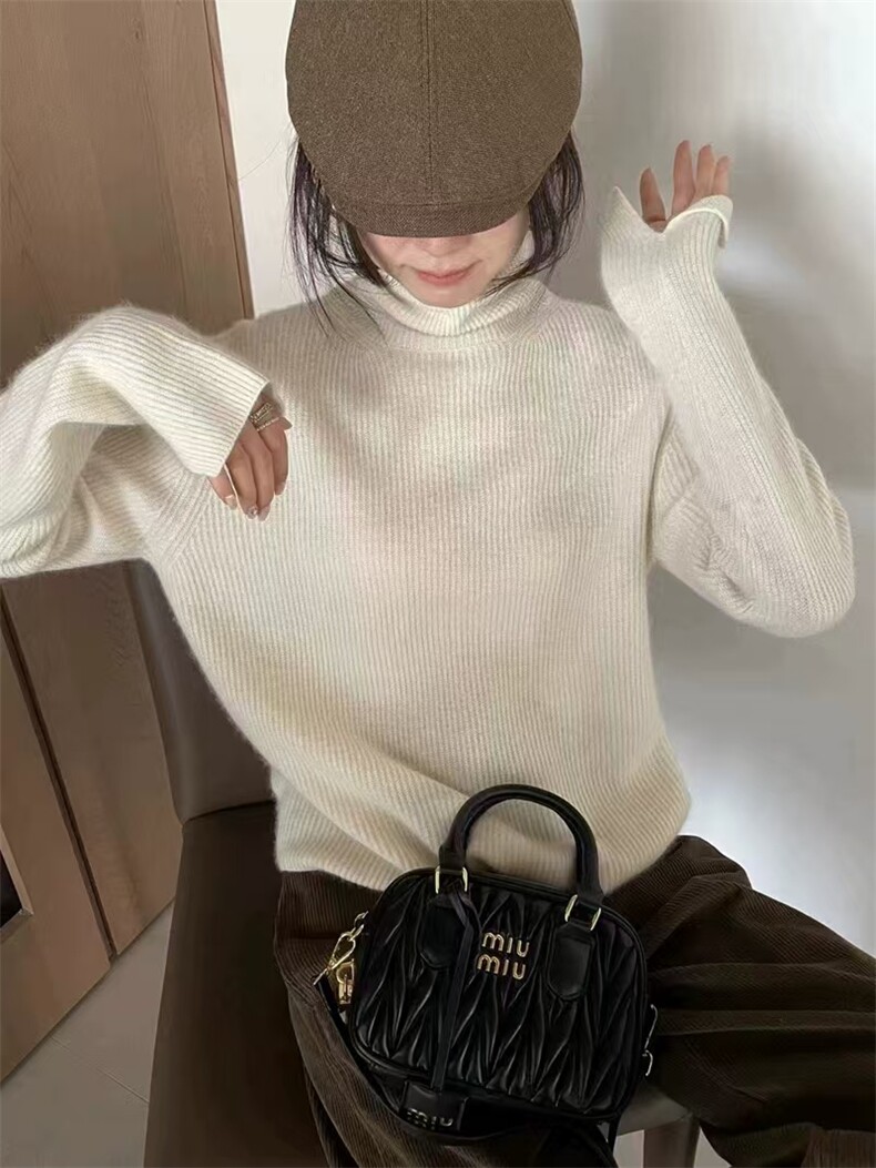 半高领针织打底衫女2025秋装新款气质内搭气质套头毛衣,女装羊毛衫,恒恩羊绒