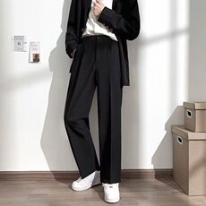 春季新款ins坠感小西裤男韩版潮流宽松学生直筒阔腿休闲西装长裤，男装西服套装，星座506A