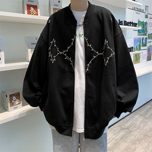 2023秋季新款宽松棒球服男美式复古潮牌刺绣夹克外套 W7759-P50图片