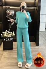 时尚洋气减龄加绒加厚卫衣阔腿裤套装，女装套装/套裙，江南