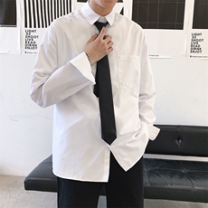 白色长袖衬衫男情侣装韩版潮流学生班服休闲学院风衬衣CS121-p30，男装衬衫，星座1008